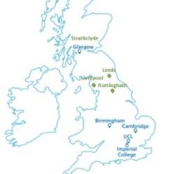 Map of UK showing location of IRC partners